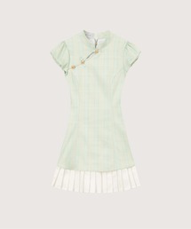 LA POMME petit（ラポミ・プチ）の「Fresh Color Gold Button Pleats China Dress（ワンピース）」