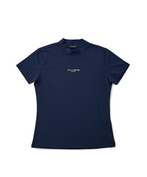 新品 ジュンアンドロペ　モックネック　ラベンダー ESSENTIAL】半袖モックネックシャツ/UV・吸水速乾（Tシャツ/カットソー