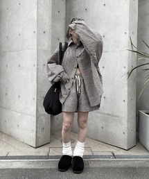 Wrinkle Check Shirt Setup/リンクルチェックシャツセットアップ