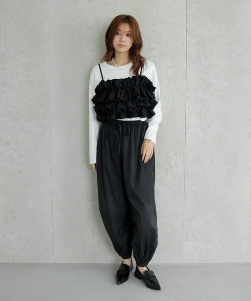 AMUU. PRECIEUSE(アムープレシューズ)の「【SETUP対応】バルーンワイドタックパンツ(その他パンツ・レディース・ピンク/ブラック/アイボリー・FREE)」の10枚目の写真