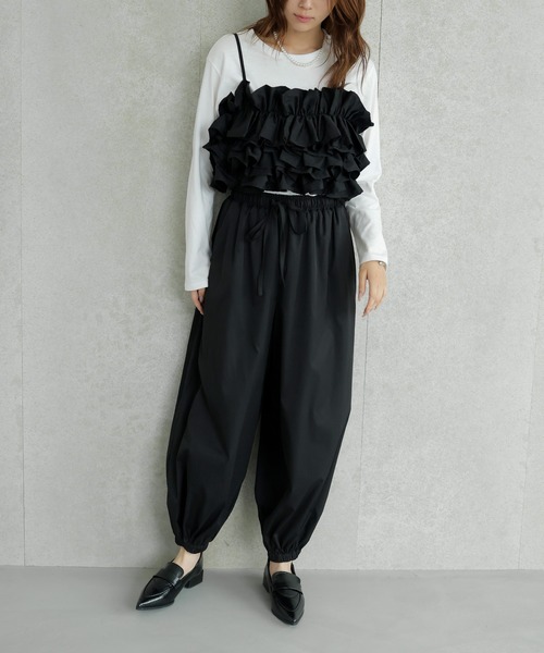 AMUU. PRECIEUSE(アムープレシューズ)の「【SETUP対応】バルーンワイドタックパンツ(その他パンツ・レディース・ピンク/ブラック/アイボリー・FREE)」の12枚目の写真