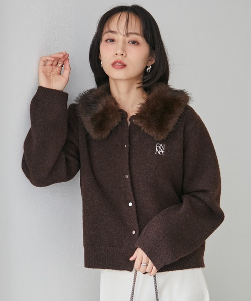 RANAN(ラナン)の「ヤクライクファー衿カーデ(カーディガン/ボレロ・レディース・アイボリー/ネイビー/ブラウン・LL/L/M)」の16枚目の写真