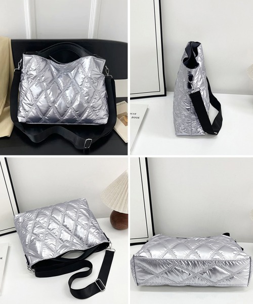 Miniministore（ミニミニストア）の「メタリックキルティング ショルダーバッグ（ショルダーバッグ・レディース・ブラック/シルバー/アイボリー・FREE）」の10枚目の写真