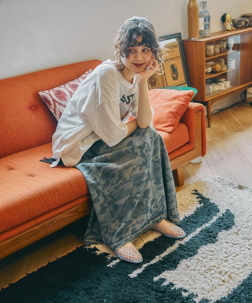niko and...（ニコアンド）の「リメイクフレアスカート　[NKJ 2026AW]（デニムスカート・レディース・カーキ/サックスブルー/チャコール・LARGE/MEDIUM）」の16枚目の写真