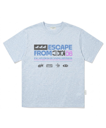 ムービングトリプルホースプリントオーバーサイズ半袖Tシャツメランジブルー