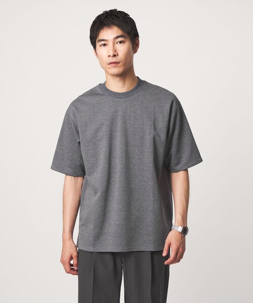 green label relaxing(グリーンレーベルリラクシング)の「アムンゼン ダブルフェイス クルーネック 半袖 Tシャツ -接触冷感-(Tシャツ/カットソー・メンズ・オリーブ/ライトグレー/モカ/ダークグレー・S/XL/L/M)」の2枚目の写真