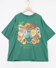 162735:スカラーちゃんベーカリー柄Tシャツ