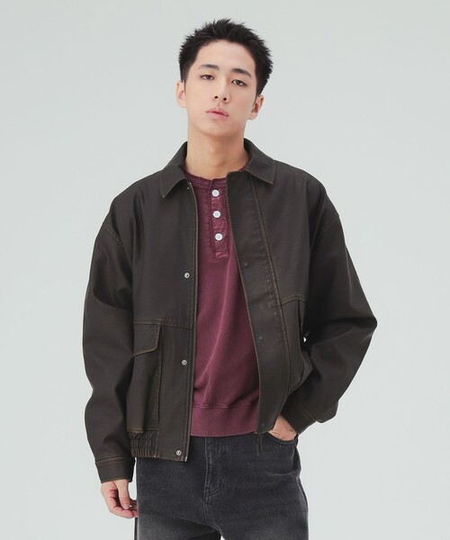 BEAMS HEART（ビームスハート）の「フェイクレザー クラシック ブルゾン（ブルゾン・メンズ・ダークブラウン/ブラック・LARGE/SMALL/MEDIUM）」の2枚目の写真