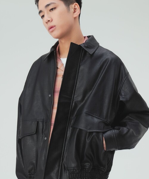 BEAMS HEART（ビームスハート）の「フェイクレザー クラシック ブルゾン（ブルゾン・メンズ・ダークブラウン/ブラック・LARGE/SMALL/MEDIUM）」の6枚目の写真