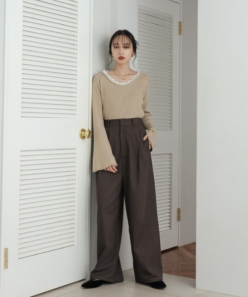 hinari(ヒナリ)の「カーブチノパンツ(チノパンツ・レディース・ベージュ/ブラウン/アイボリー・FREE/X-SMALL/SMALL)」の20枚目の写真