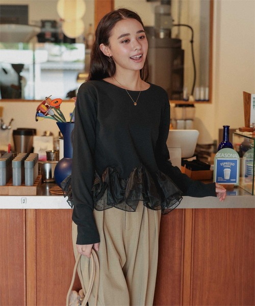 titivate(ティティベイト)の「裏起毛ウェーブフリル長袖トップス(Tシャツ/カットソー・レディース・ブラック系その他/ブラック/オフホワイト/チャコール・M/L)」の16枚目の写真