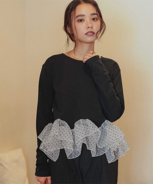 titivate(ティティベイト)の「裏起毛ウェーブフリル長袖トップス(Tシャツ/カットソー・レディース・ブラック系その他/ブラック/オフホワイト/チャコール・M/L)」の12枚目の写真