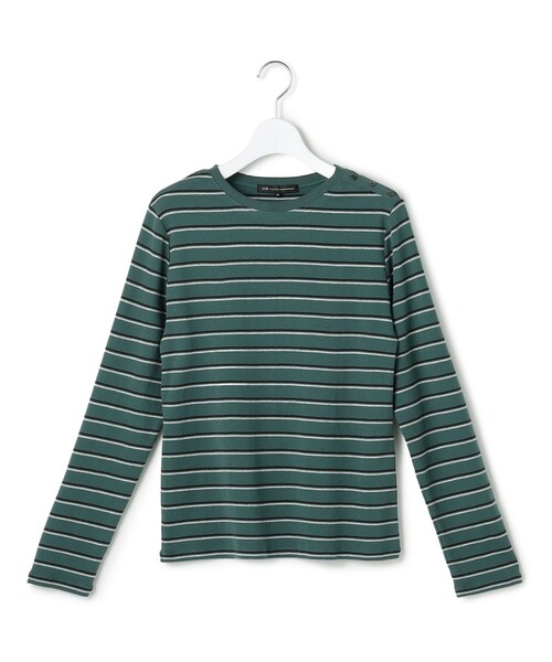 23区 L(ニジュウサンクオオキイサイズ)の「マルチボーダーフライス ロング Tシャツ(Tシャツ/カットソー・レディース・ダークグリーン系1/ダークブラウン系1・46/44/48)」の10枚目の写真