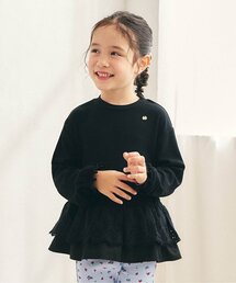 apres les cours | レースフリル切り替えリブ長袖Tシャツ(Tシャツ/カットソー)