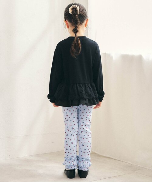 apres les cours（アプレレクール）の「レースフリル切り替えリブ長袖Tシャツ（Tシャツ/カットソー・キッズ・グレー/ブラック・80/90/100/110/120/130/140）」の4枚目の写真
