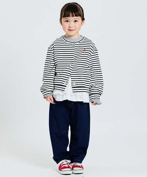 apres les cours（アプレレクール）の「レースフリル切り替えリブ長袖Tシャツ（Tシャツ/カットソー・キッズ・グレー/ブラック・80/90/100/110/120/130/140）」の10枚目の写真