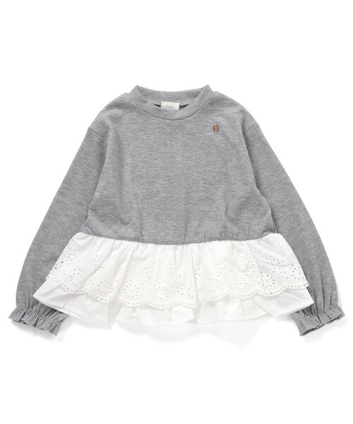 apres les cours（アプレレクール）の「レースフリル切り替えリブ長袖Tシャツ（Tシャツ/カットソー・キッズ・グレー/ブラック・80/90/100/110/120/130/140）」の12枚目の写真