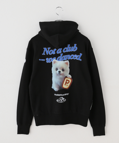 FlexibleVisual SPCE（フレキシブルヴィジュアルスペース）の「FlexibleVisual SPCE Puppy Parking Hoodie（パーカー・レディース・ブラック・LARGE/SMALL）」の2枚目の写真
