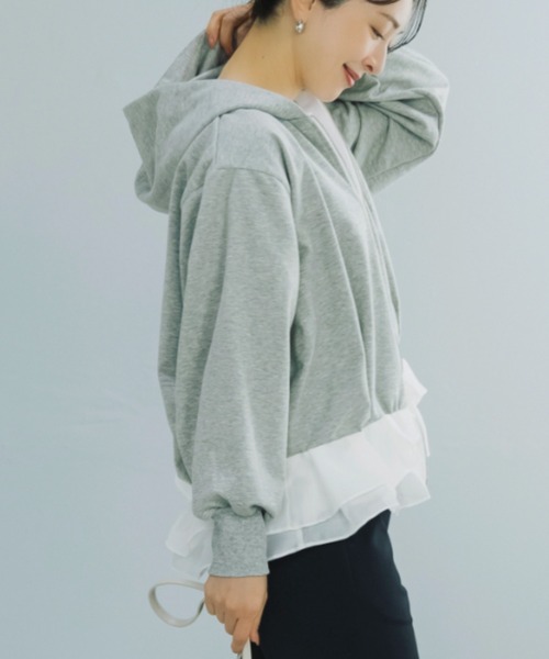 Sono（ソーノ）の「【SONO/ソーノ】[French Terry]　エアリーペタルフーディ（Tシャツ/カットソー・レディース・グレー/ホワイト/ブラック・F）」の22枚目の写真
