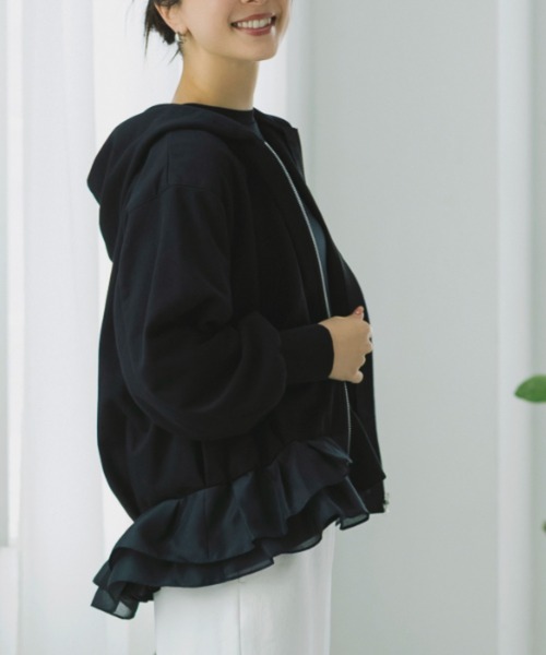 Sono（ソーノ）の「【SONO/ソーノ】[French Terry]　エアリーペタルフーディ（Tシャツ/カットソー・レディース・グレー/ホワイト/ブラック・F）」の4枚目の写真