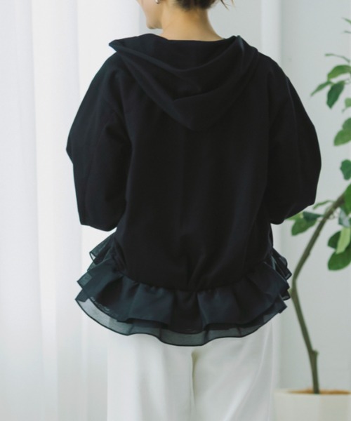 Sono（ソーノ）の「【SONO/ソーノ】[French Terry]　エアリーペタルフーディ（Tシャツ/カットソー・レディース・グレー/ホワイト/ブラック・F）」の5枚目の写真