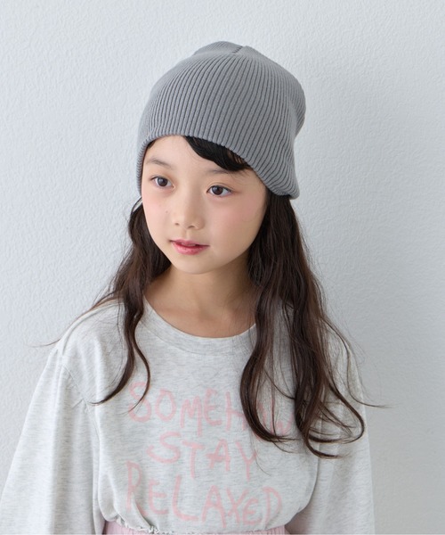 CIAOPANIC TYPY(チャオパニックティピー)の「【KIDS】ウール混リブニットビーニー(ニットキャップ/ビーニー・キッズ・グレー/ブラック/グリーン/ピンク・ONE SIZE)」の2枚目の写真