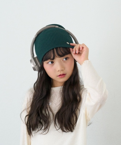 CIAOPANIC TYPY(チャオパニックティピー)の「【KIDS】ウール混リブニットビーニー(ニットキャップ/ビーニー・キッズ・グレー/ブラック/グリーン/ピンク・ONE SIZE)」の5枚目の写真