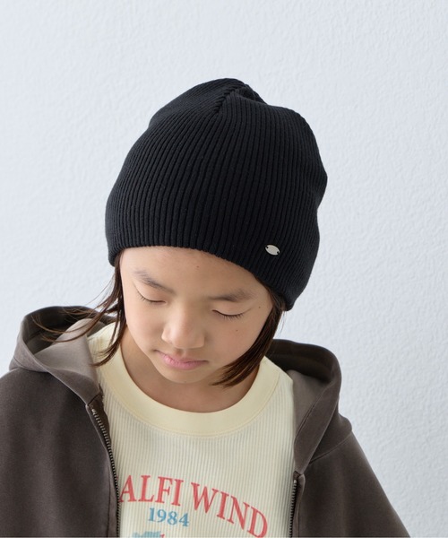 CIAOPANIC TYPY(チャオパニックティピー)の「【KIDS】ウール混リブニットビーニー(ニットキャップ/ビーニー・キッズ・グレー/ブラック/グリーン/ピンク・ONE SIZE)」の9枚目の写真