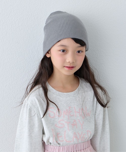 CIAOPANIC TYPY(チャオパニックティピー)の「【KIDS】ウール混リブニットビーニー(ニットキャップ/ビーニー・キッズ・グレー/ブラック/グリーン/ピンク・ONE SIZE)」の13枚目の写真