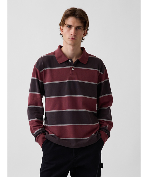 GAP(ギャップ)の「オーバーサイズ ピケポロシャツ(ポロシャツ・メンズ・バーガンディー/ブルー系その他2/ブルー系その他/ネイビー・XL/L/M/S/XS)」の4枚目の写真