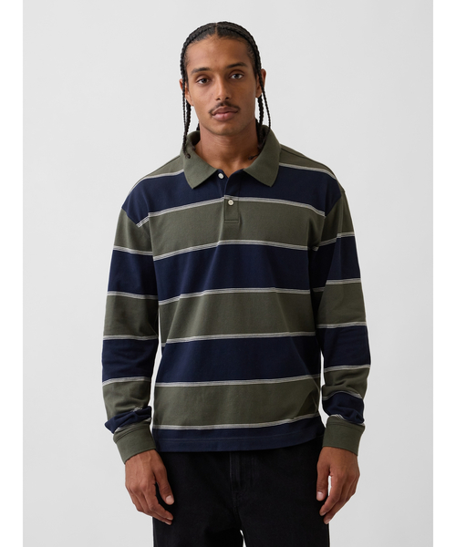 GAP(ギャップ)の「オーバーサイズ ピケポロシャツ(ポロシャツ・メンズ・バーガンディー/ブルー系その他2/ブルー系その他/ネイビー・XL/L/M/S/XS)」の3枚目の写真