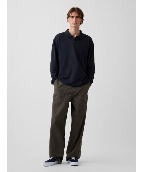 GAP(ギャップ)の「オーバーサイズ ピケポロシャツ(ポロシャツ・メンズ・バーガンディー/ブルー系その他2/ブルー系その他/ネイビー・XL/L/M/S/XS)」の5枚目の写真
