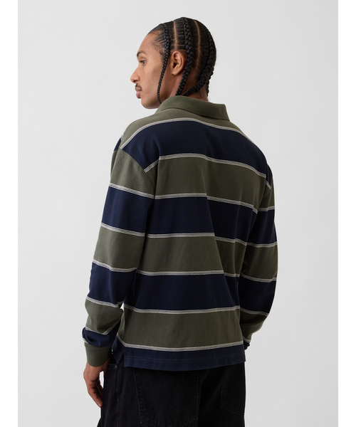 GAP(ギャップ)の「オーバーサイズ ピケポロシャツ(ポロシャツ・メンズ・バーガンディー/ブルー系その他2/ブルー系その他/ネイビー・XL/L/M/S/XS)」の9枚目の写真