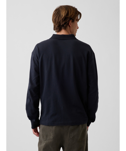 GAP(ギャップ)の「オーバーサイズ ピケポロシャツ(ポロシャツ・メンズ・バーガンディー/ブルー系その他2/ブルー系その他/ネイビー・XL/L/M/S/XS)」の11枚目の写真