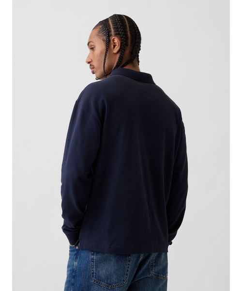 GAP(ギャップ)の「オーバーサイズ ピケポロシャツ(ポロシャツ・メンズ・バーガンディー/ブルー系その他2/ブルー系その他/ネイビー・XL/L/M/S/XS)」の12枚目の写真