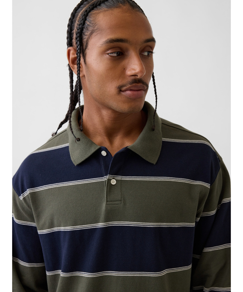 GAP(ギャップ)の「オーバーサイズ ピケポロシャツ(ポロシャツ・メンズ・バーガンディー/ブルー系その他2/ブルー系その他/ネイビー・XL/L/M/S/XS)」の13枚目の写真