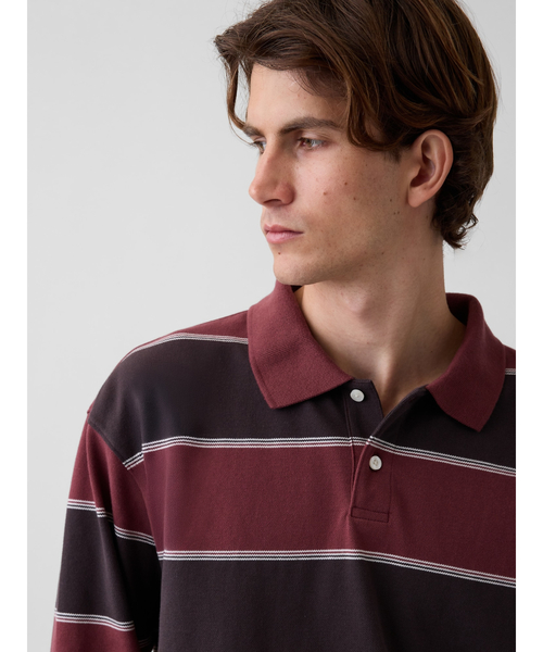 GAP(ギャップ)の「オーバーサイズ ピケポロシャツ(ポロシャツ・メンズ・バーガンディー/ブルー系その他2/ブルー系その他/ネイビー・XL/L/M/S/XS)」の15枚目の写真