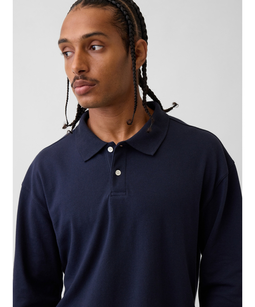 GAP(ギャップ)の「オーバーサイズ ピケポロシャツ(ポロシャツ・メンズ・バーガンディー/ブルー系その他2/ブルー系その他/ネイビー・XL/L/M/S/XS)」の16枚目の写真