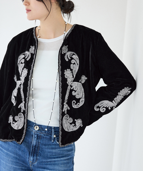 IENA(イエナ)の「COUTURE D'ADAM/クチュールドアダム Velvet Embroidery JK 26AW-200(その他アウター・レディース・ブラック・38)」の1枚目の写真