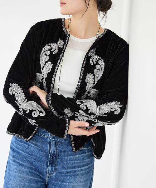 IENA(イエナ)の「COUTURE D'ADAM/クチュールドアダム Velvet Embroidery JK 26AW-200(その他アウター・レディース・ブラック・38)」の4枚目の写真