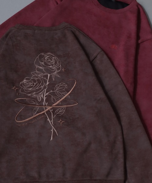 SITRY(シトリー)の「Rose Embroidery Sweat Shirt/フラワー バック刺繍 ワンポイント刺繍 オーバーサイズ スウェット トレーナー レディース メンズ(スウェット・メンズ・ブラック/ブラウン/ワイン・M/L)」の2枚目の写真