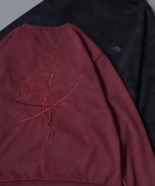 SITRY(シトリー)の「Rose Embroidery Sweat Shirt/フラワー バック刺繍 ワンポイント刺繍 オーバーサイズ スウェット トレーナー レディース メンズ(スウェット・メンズ・ブラック/ブラウン/ワイン・M/L)」の3枚目の写真