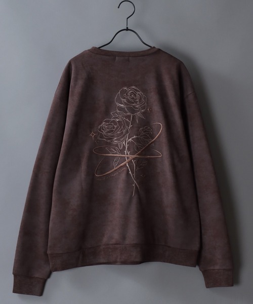 SITRY(シトリー)の「Rose Embroidery Sweat Shirt/フラワー バック刺繍 ワンポイント刺繍 オーバーサイズ スウェット トレーナー レディース メンズ(スウェット・メンズ・ブラック/ブラウン/ワイン・M/L)」の7枚目の写真
