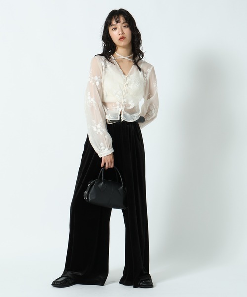 PAGEBOY(ページボーイ)の「アソートリボンギャザーブラウス(シャツ/ブラウス・レディース・ブラック/オフホワイト/レオパード・FREE)」の7枚目の写真