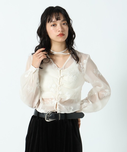 PAGEBOY(ページボーイ)の「アソートリボンギャザーブラウス(シャツ/ブラウス・レディース・ブラック/オフホワイト/レオパード・FREE)」の5枚目の写真