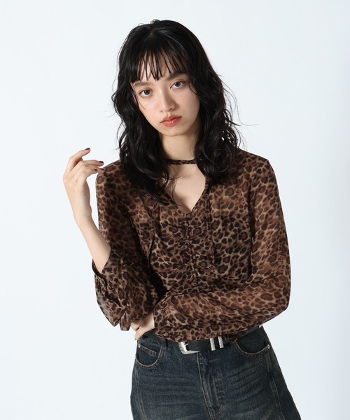 PAGEBOY(ページボーイ)の「アソートリボンギャザーブラウス(シャツ/ブラウス・レディース・ブラック/オフホワイト/レオパード・FREE)」の21枚目の写真