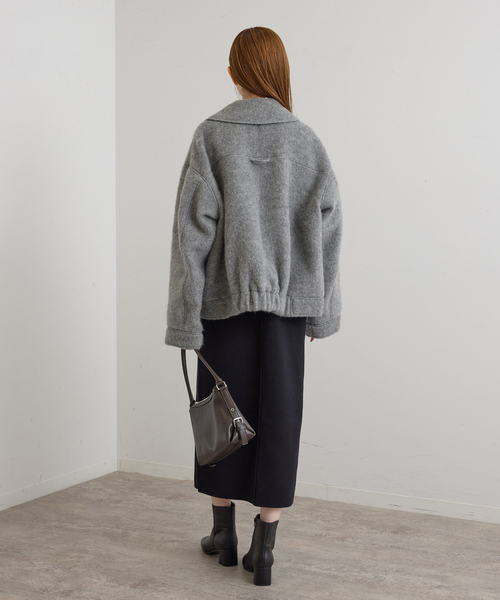 U by SPICK&SPAN（ユーバイスピックアンドスパン）の「バックギャザーウールシャギーブルゾン（その他アウター・レディース・ネイビー/グレー・FREE）」の5枚目の写真