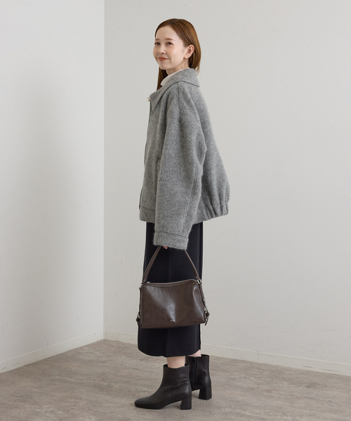 U by SPICK&SPAN（ユーバイスピックアンドスパン）の「バックギャザーウールシャギーブルゾン（その他アウター・レディース・ネイビー/グレー・FREE）」の6枚目の写真