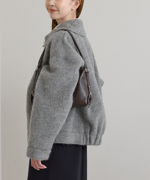 U by SPICK&SPAN（ユーバイスピックアンドスパン）の「バックギャザーウールシャギーブルゾン（その他アウター・レディース・ネイビー/グレー・FREE）」の10枚目の写真