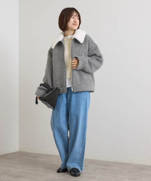 U by SPICK&SPAN（ユーバイスピックアンドスパン）の「バックギャザーウールシャギーブルゾン（その他アウター・レディース・ネイビー/グレー・FREE）」の13枚目の写真